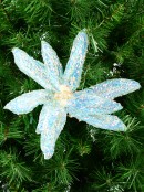 Turquoise Poinsettia With Iridescent sequins Christmas Flower Pick - 26cm