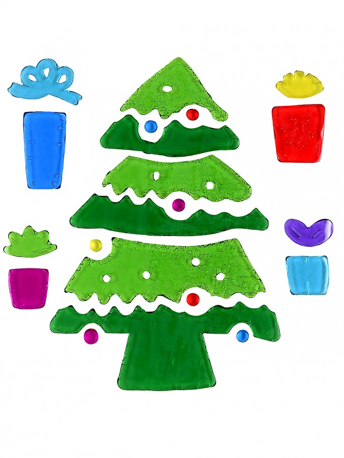 Christmas Tree & Gifts Gel Window Cling Christmas Decoration - 18cm