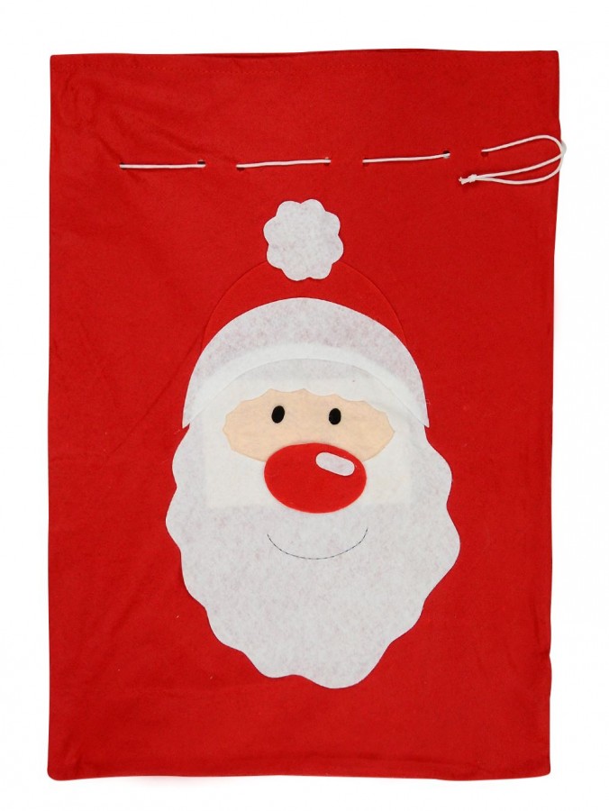 Present Sack With Smiling Santa Face - 67cm