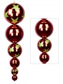 Metallic Ruby Red With Lime Green Stars Large Finial Display Decoration - 1m