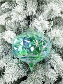 20cm Clear Iridescent Blue Large Display Christmas Onion Bauble