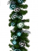Pre-Decorated Tiffany Inspired Bauble & Pine Garland - 2.7m