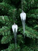 4x 15cm Frosted Look Top Clear Christmas Tree Icicle Ornaments