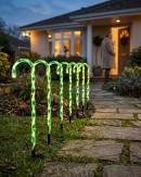 4x LED Christmas Candy Cane Path Lights - Green & White Garden Stakes | 80cm