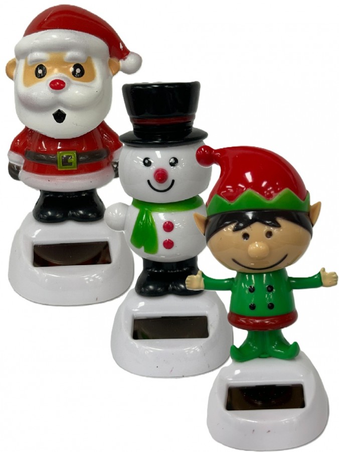 Assorted Santa, Snowman & Elf Solar Dancing Christmas Figurines