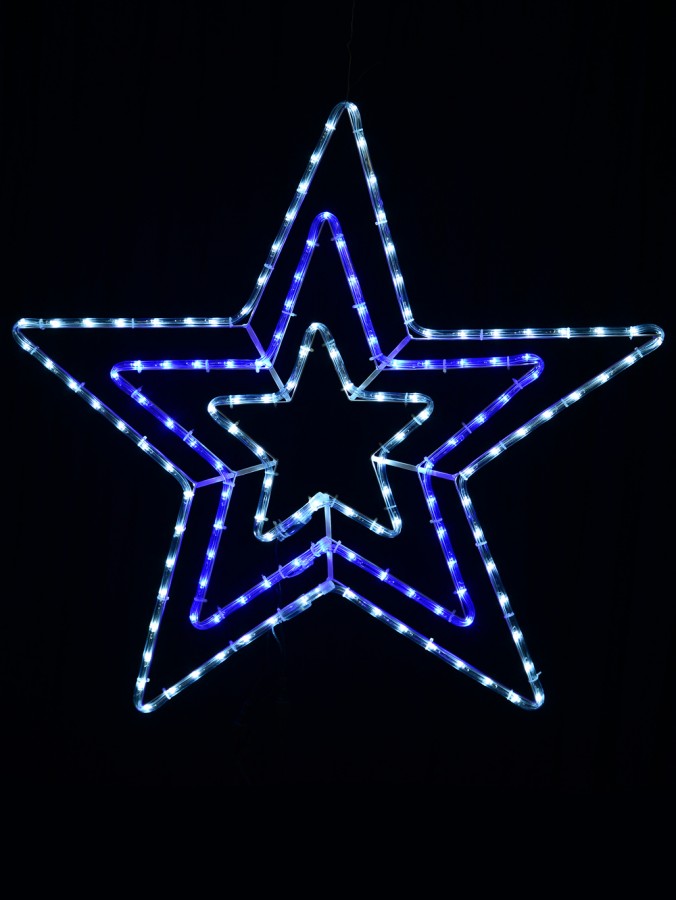 Cool White & Blue LED Triple Christmas Star Rope Light Silhouette - 80cm