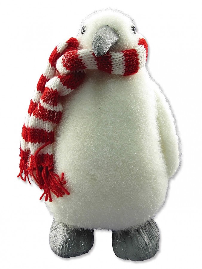Flocked Styrofoam Furry Penguin Snow Sculpture Ornament - 19cm