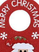 Red Felt Door Hanger Decoration With Merry Christmas & Santa Face - 28cm