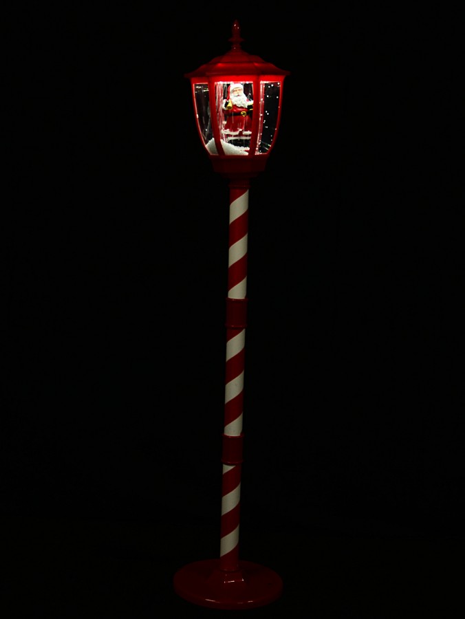 1.5m Snowing Santa Musical Christmas Street Lamp Post | USB Indoor Display