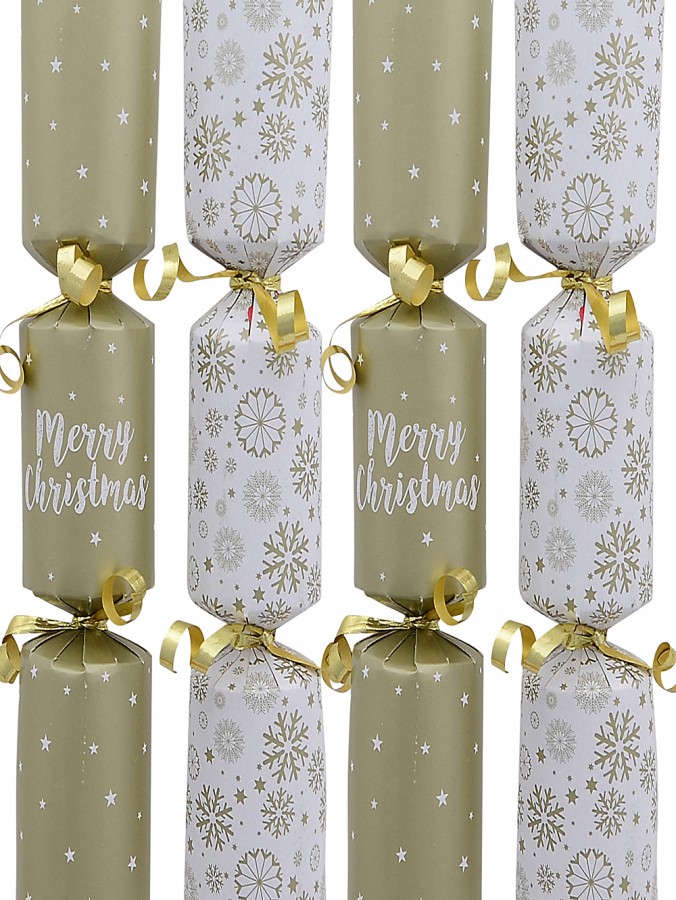 Olive Green & White Snowflakes & Font Christmas Cracker Bon Bons - 50 x 22cm