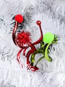 Metallic Lime & Red Sequin Whimsical Waves Christmas Spray Stem - 12cm Wide