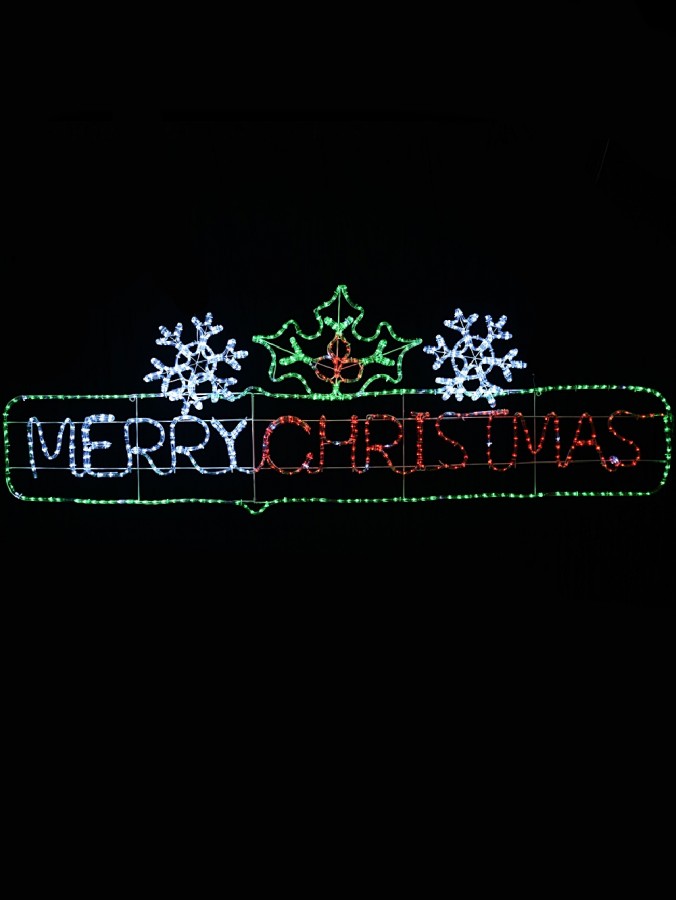 Framed Merry Christmas Red, Green & Cool White LED Twinkle Light Display - 2m