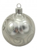 Silver With Swirls Christmas Baubles - 4 x 75mm
