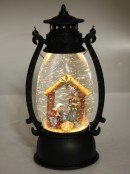 Nativity Manger Scene Hurricane Lantern Christmas Snow Globe - 26cm