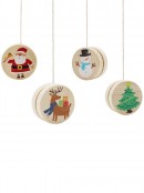 Assorted Wooden Santa, Snowman, Reindeer & Tree Christmas Yo-Yos