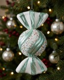 Teal & White Wrapped Sugar Ball Whimsical Statement Ornament | 27cm