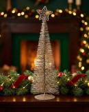 45cm Glitter Frost Champagne Wire Tabletop Tree Ornament