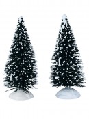 White Snow Tipped Green Christmas Fir Tree & Shrub Figurines - 9 Piece Set