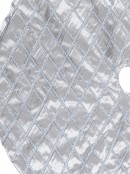 1m Silver Silk Christmas Tree Skirt With Silver Tinsel Ribbon Lattice