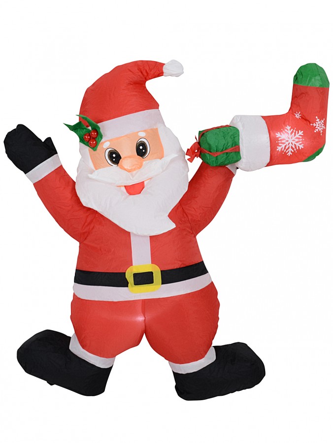 Hanging Upside Santa With Sock Illuminated Christmas Inflatable Display - 1.1m