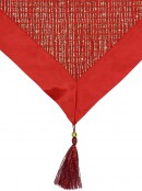 Red Christmas Table Runner With Thin Gold Line Design & Red Tassel - 1.4m