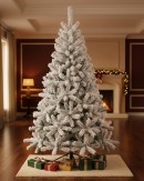 2.3m Dawn White Heavily Flocked Christmas Tree | 1144 Tips & Hinged Branches