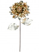 Matte Gilded Gold Dahlia Blossom Christmas Spray Stem | 57cm