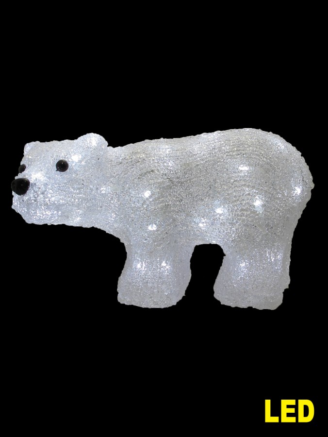 Small Acrylic Led Polar Bear Light Display - 30cm