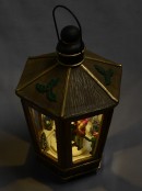 Animated, Musical & Illuminated Brushed Gold Lantern With Scene Inside - 28cm