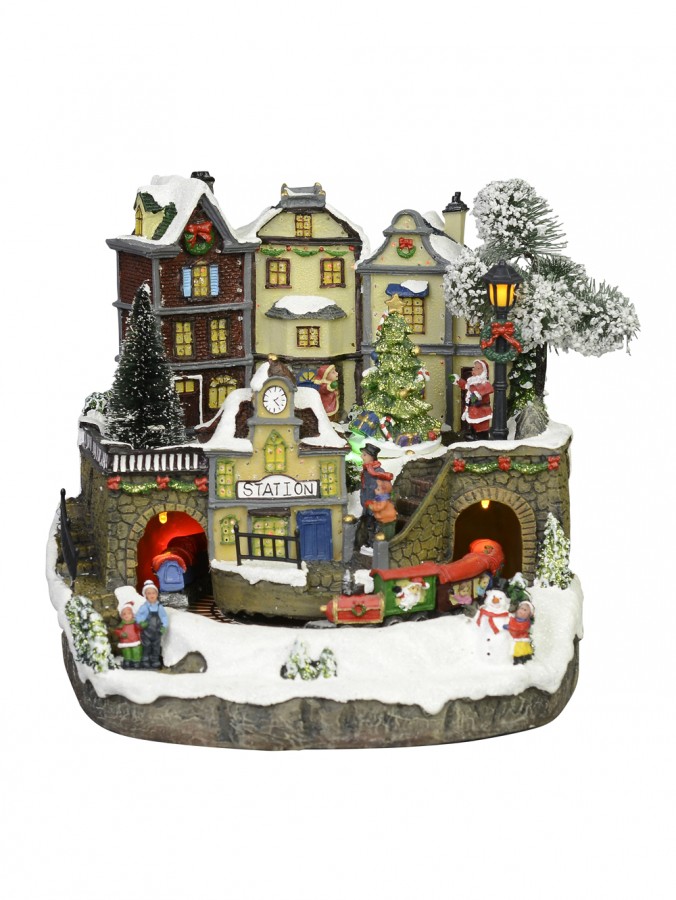 Winter Christmas Village & Train Station Scene With Animation & Lights -  23cm | Product Archive | Buy online from The Christmas Warehouse