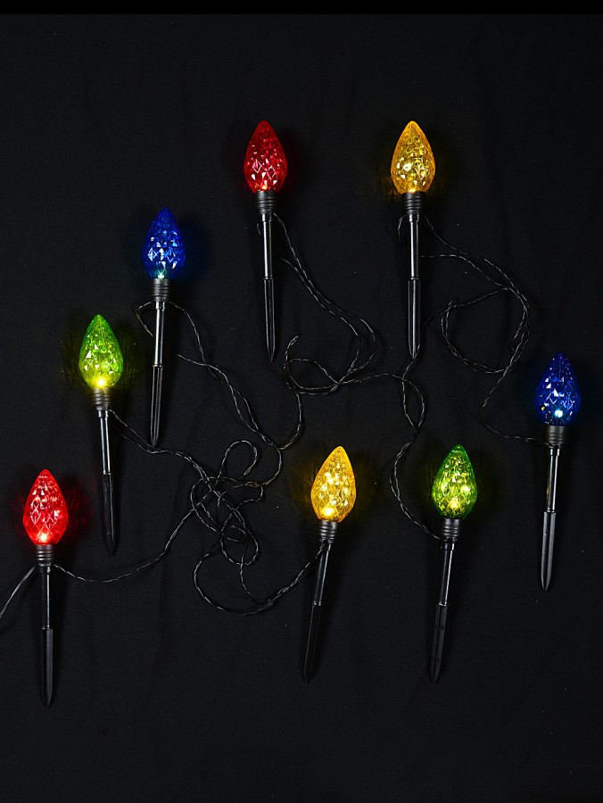 8x LED G50 Pine Cone Path Lights - Hybrid Solar & Electric Stakes | 30cm