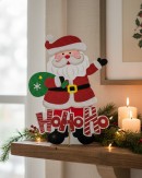 46cm Ho Ho Ho Santa Glittered Freestanding Christmas Sign Decoration