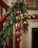 94cm Royal Stripe Red Green & Gold Multi Colour Large Display Finial
