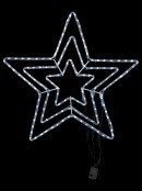 Cool White Triple Star LED Rope Light Silhouette - 80cm