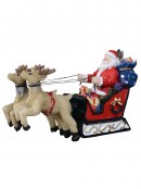 Santa & Sleigh With Reindeer & A Moose Friend Christmas Figurines - 9 Piece Set