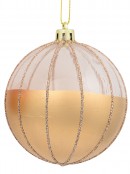 Gold With Rose Gold Or Clear & Gold Glitter Lines Christmas Baubles - 4 x 80mm
