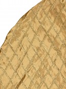 Gold Faux Satin Christmas Tree Skirt With Gold Tinsel Ribbon Lattice Pattern - 1.2m