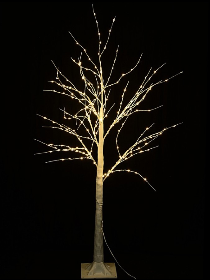 Neutral White LED On White Branch 3D Outdoor Christmas Birch Tree - 1.2m