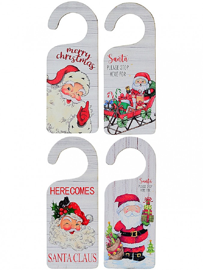 Assorted Santa Claus & Motto Theme Print Bedroom Door Hangers