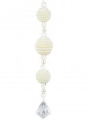 Whimsical Ivory Pearl & Clear Statement Stacked Orb Finial Drop | 23cm