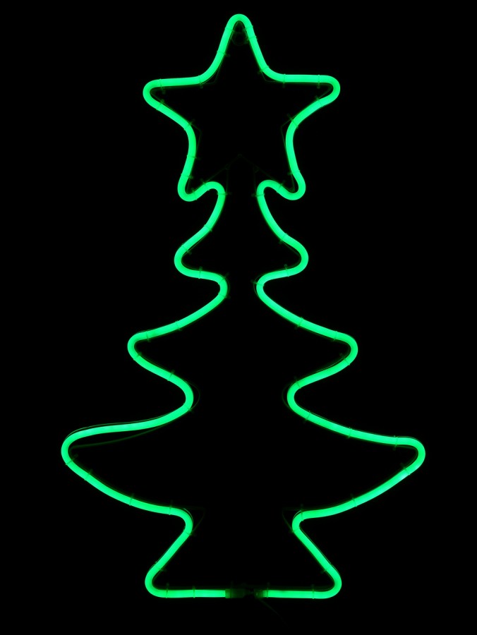 Green Tree Silhouette Neon Flat Rope Light - 72cm