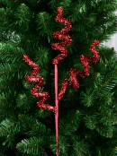44cm Red Tinsel Fleck Curls & Swirls Spray Long Christmas Stem