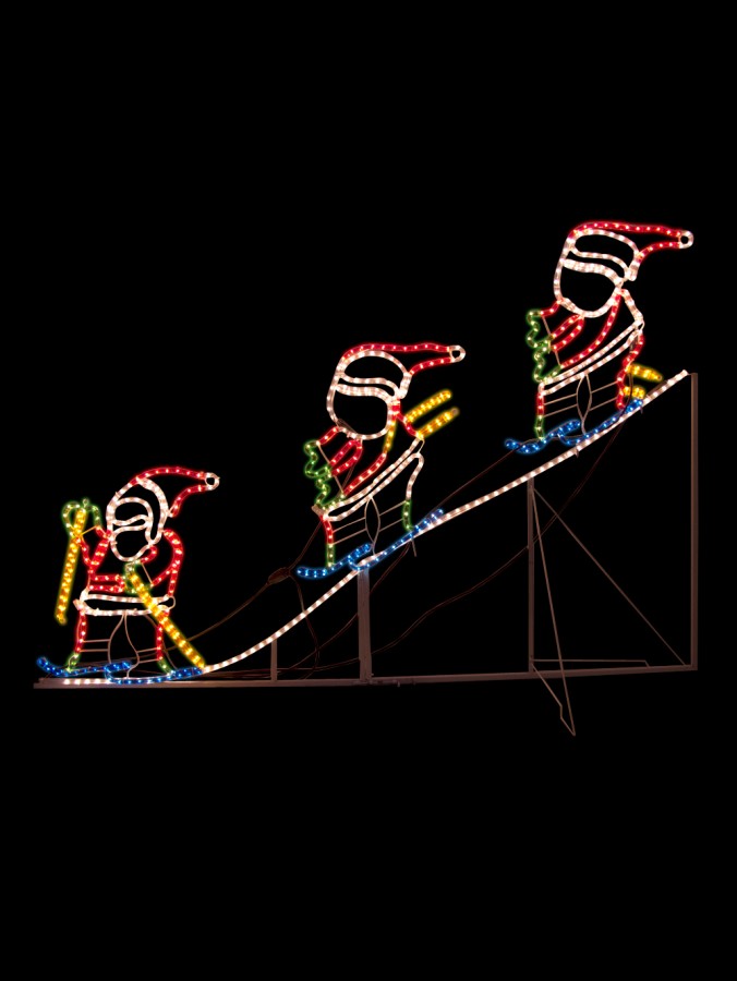 Santa Skiing Downhill Rope Light Silhouette - 1.8m