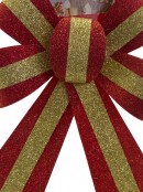 Red With Gold Stripe PVC Christmas Bow Decoration - 24cm