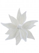 Ethereal White Organza & Shimmer Sequin Poinsettia Clip Stem | 30cm