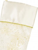 White With Gold & Iridescent Glitter Sunburst Pattern Christmas Stocking - 48cm