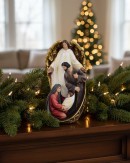 19cm Angel Of Nativity & Holy Family Embossed Resin Ornament