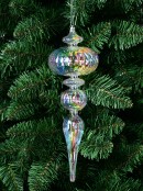 30cm Clear Iridescent Christmas Icicle Finial Hanging Ornament