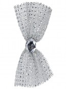 Silver Mesh Bowtie With Diamante Christmas Clip Decorations - 3 x 11cm Wide