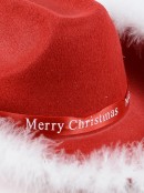 Red Cattleman Style Cowboy Santa Hat With White Fur Trim - One Size Fits Most
